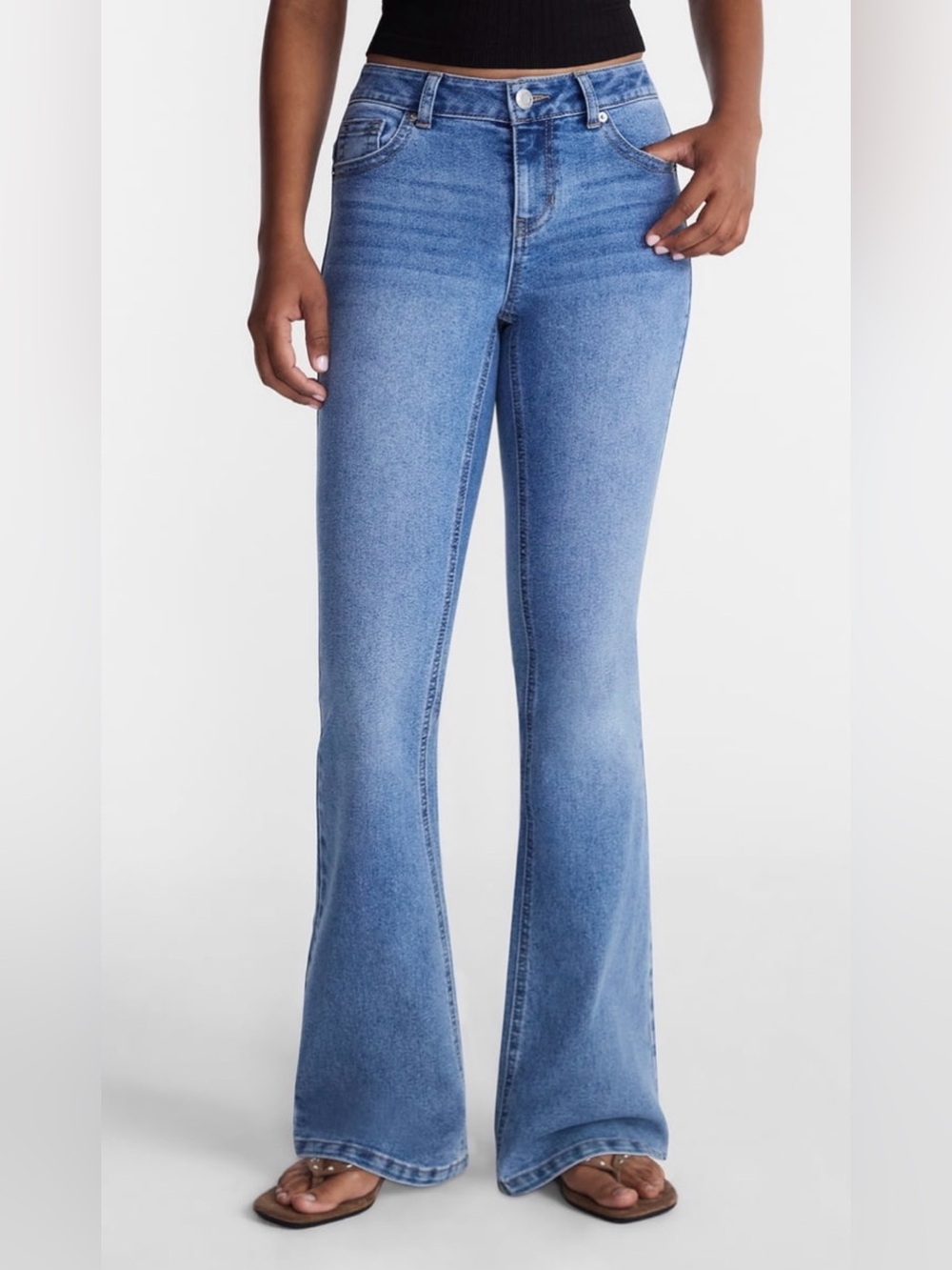 A487 No Boundaries Stitch Bootcut Blue High-Rise Flare Jeans NWT